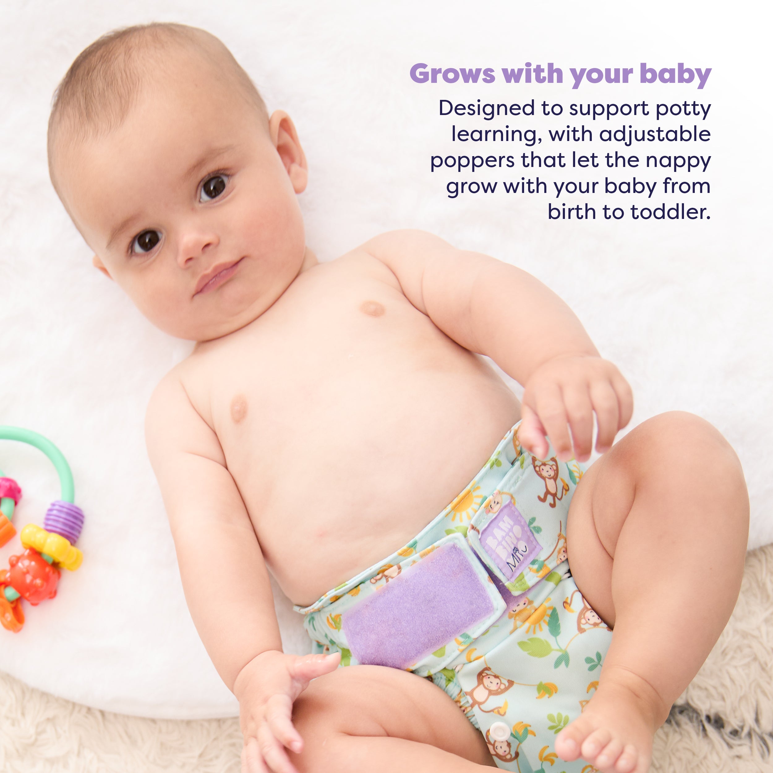 Revolutionary Reusable Nappy in Cheeky Monkeys - NEW! - Bambino Mio (UK)