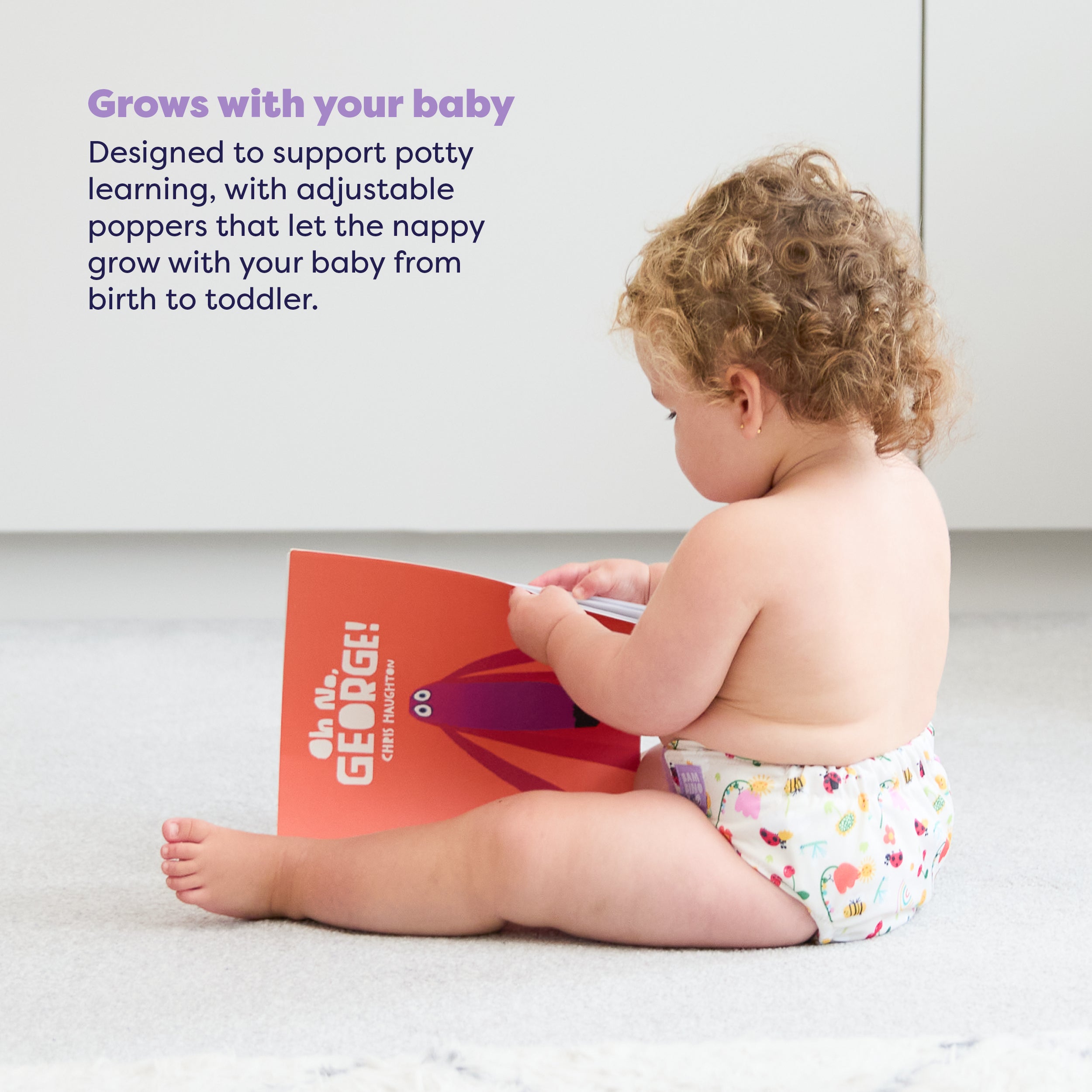 Revolutionary Reusable Nappy in Sunshine Friends- NEW! - Bambino Mio (UK)
