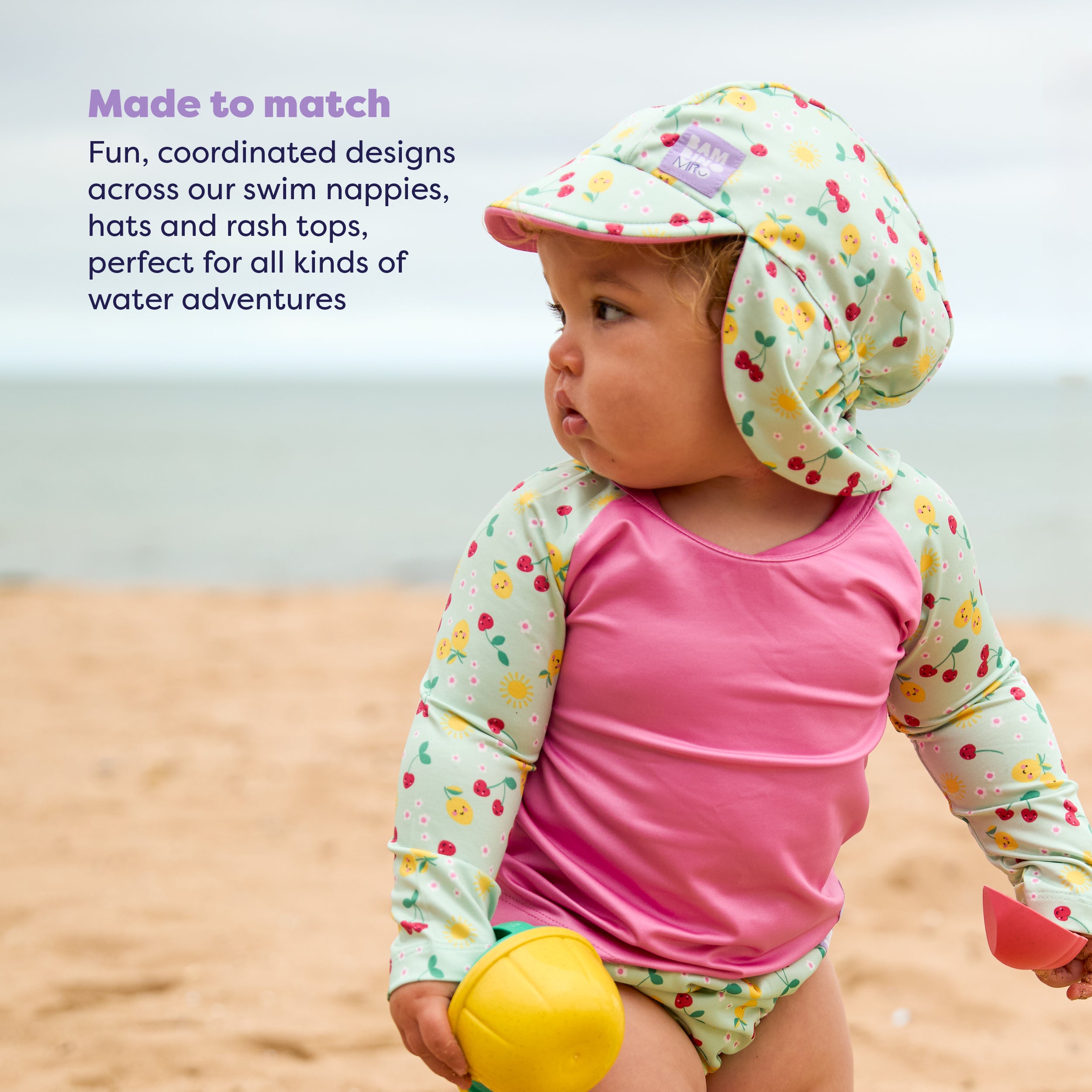 UPF 40+ Reversible Swim Hat for Babies and Toddlers in Juicy Fruit - NEW! - Bambino Mio (UK)