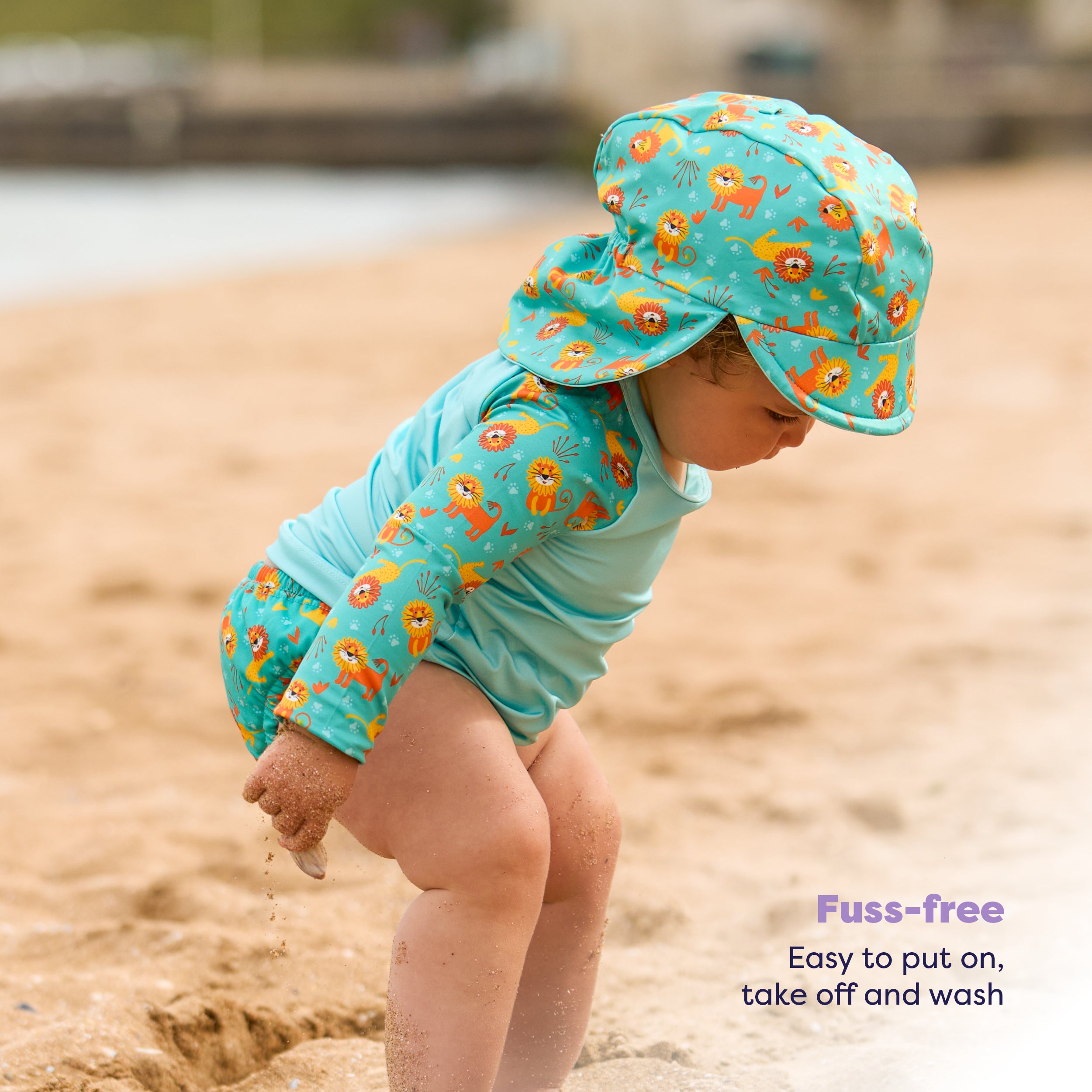 3 Piece Baby Swim Set with Swim Nappy, Swim top and Swim Hat in Cool Cats - NEW! - Bambino Mio (UK)