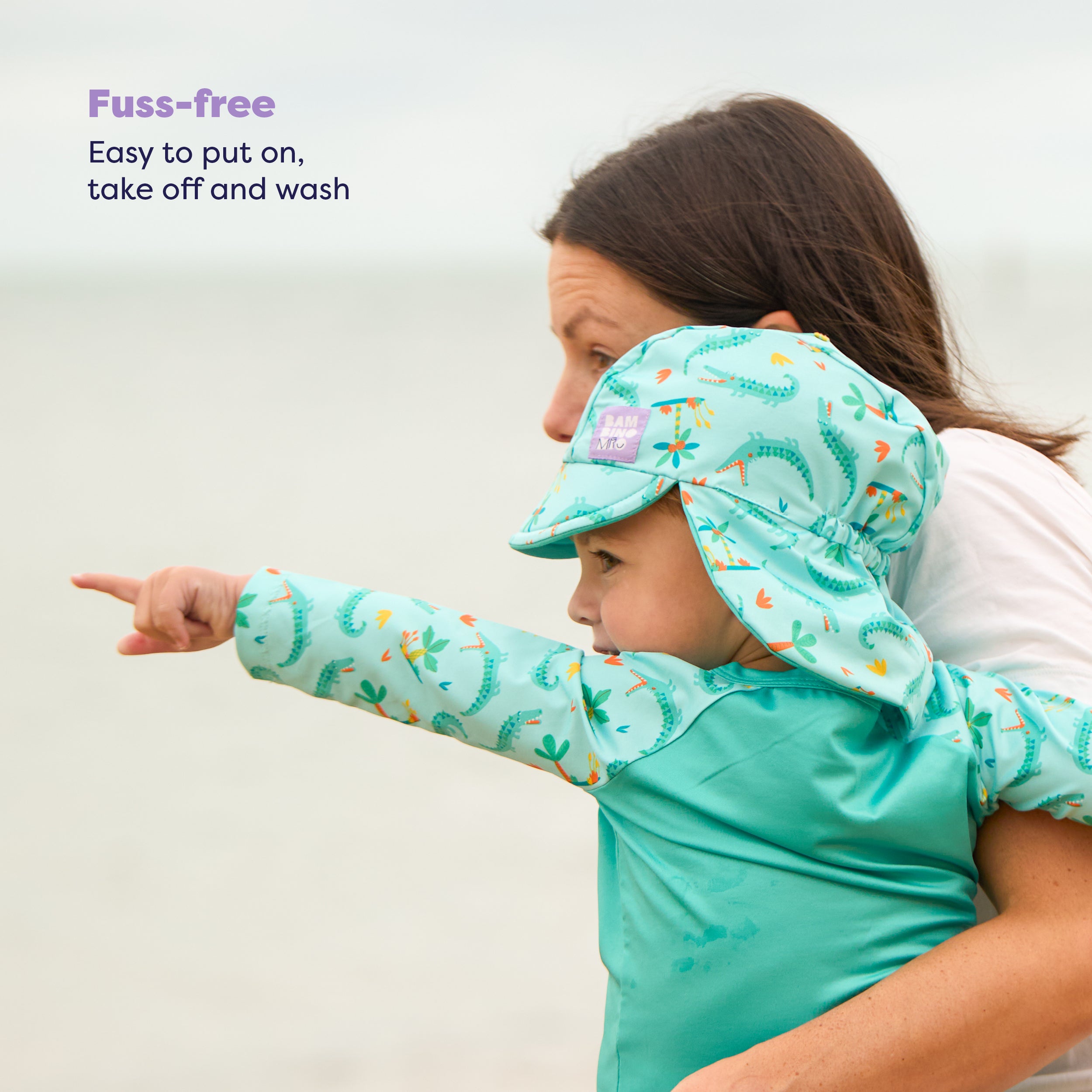 3 Piece Baby Swim Set with Swim Nappy, Swim top and Swim Hat in Crafty Croc- NEW! - Bambino Mio (UK)