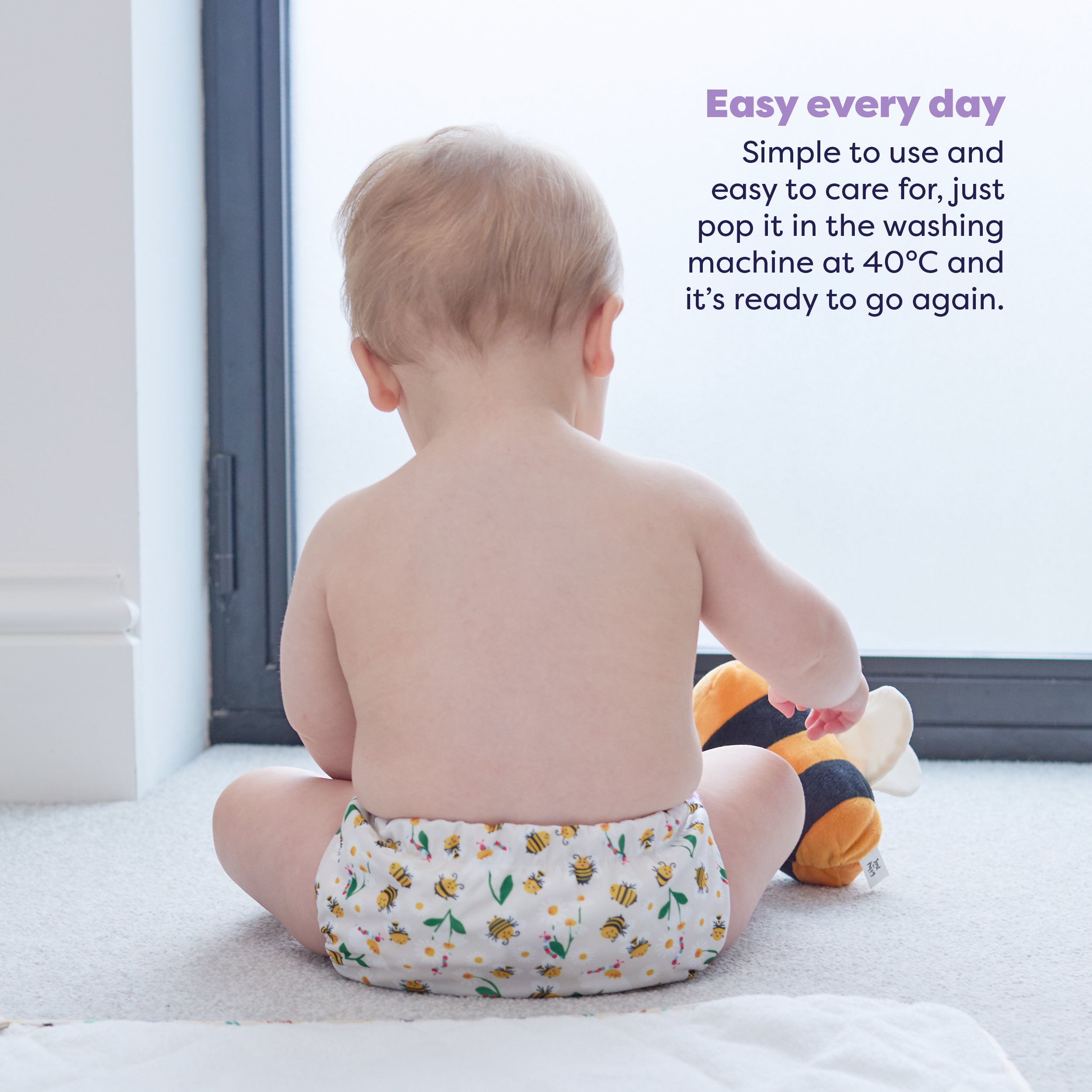 Revolutionary Reusable Nappy in Busy Bees- NEW! - Bambino Mio (UK)