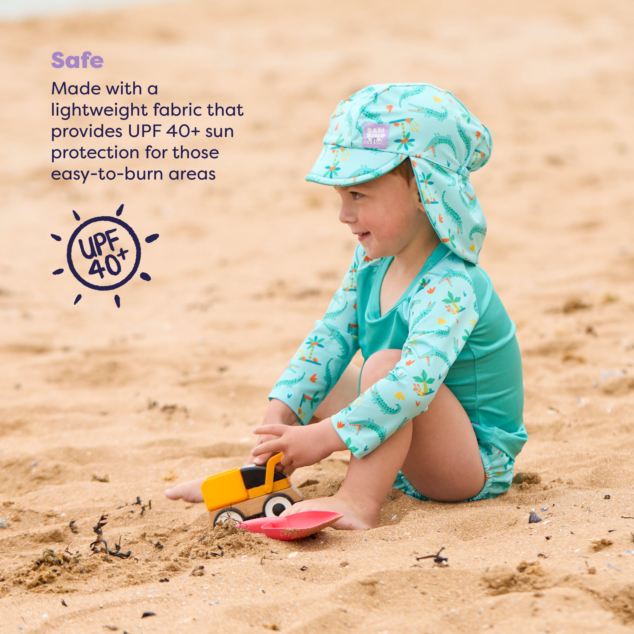 3 Piece Baby Swim Set with Swim Nappy, Swim top and Swim Hat in Crafty Croc- NEW! - Bambino Mio (UK)