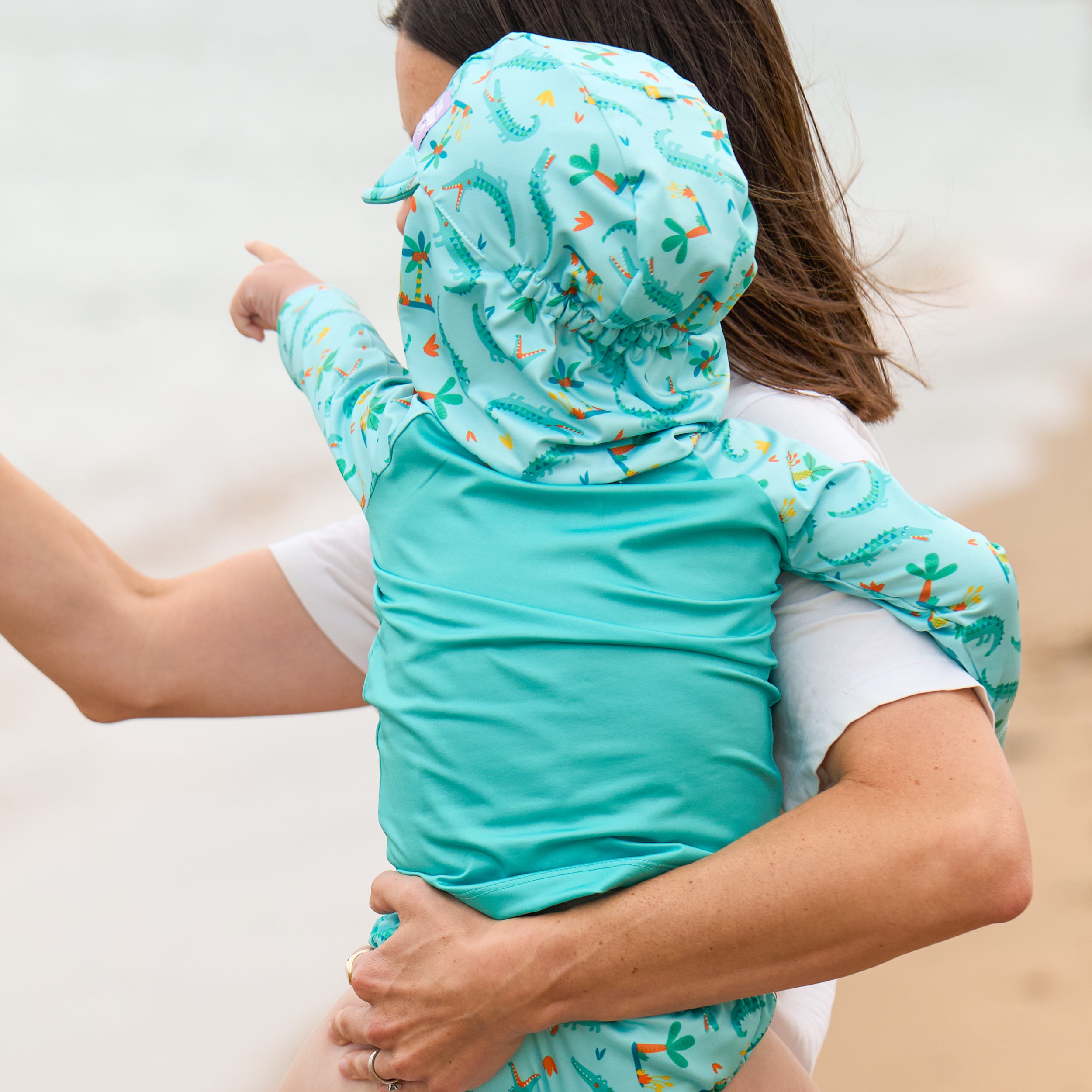 UPF 40+ Reversible Swim Hat for Babies and Toddlers in Crafty Croc - NEW! - Bambino Mio (UK)