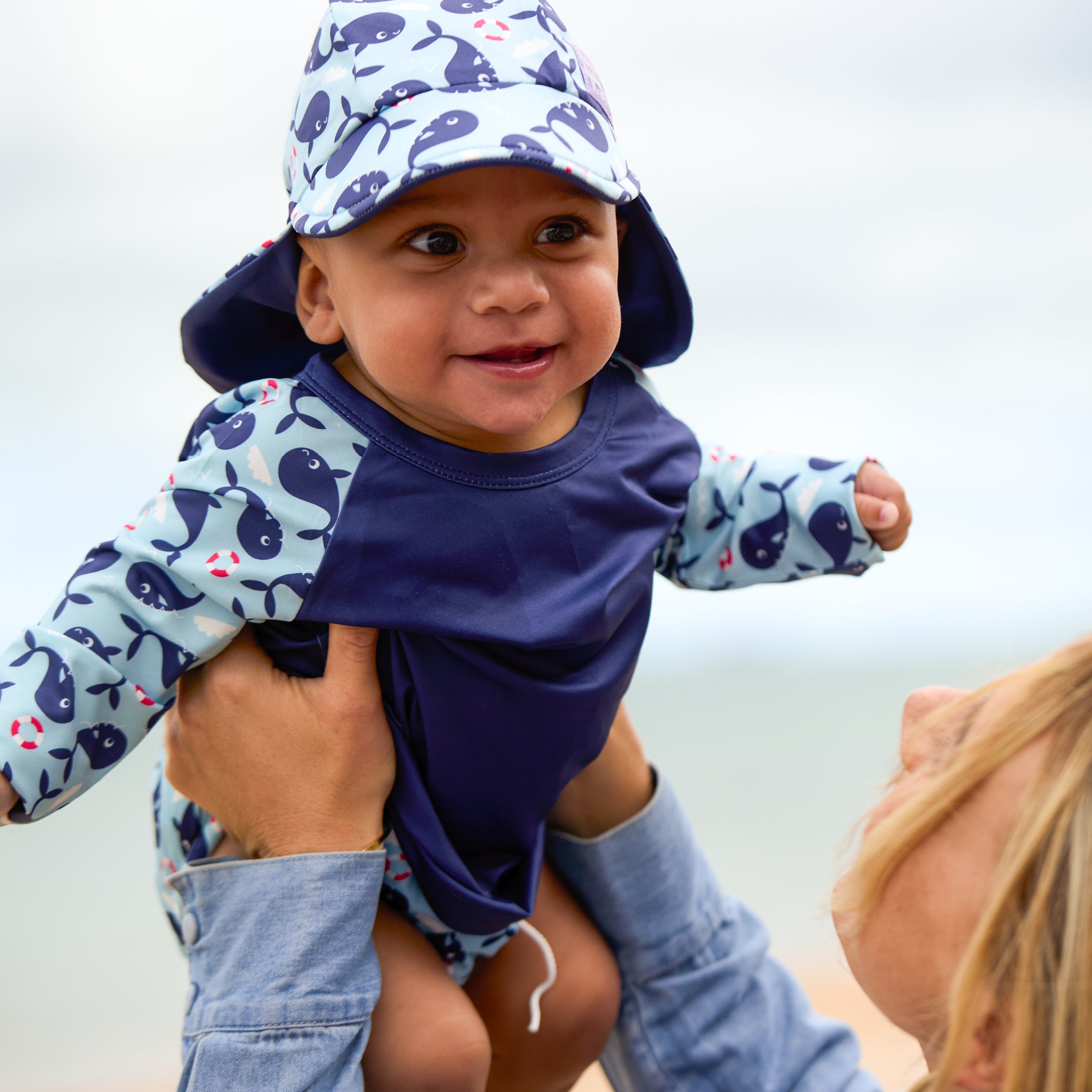 UPF 40+ Soft and Gentle Protective Swim Rash Vest in Whale Wharf- NEW! - Bambino Mio (UK)
