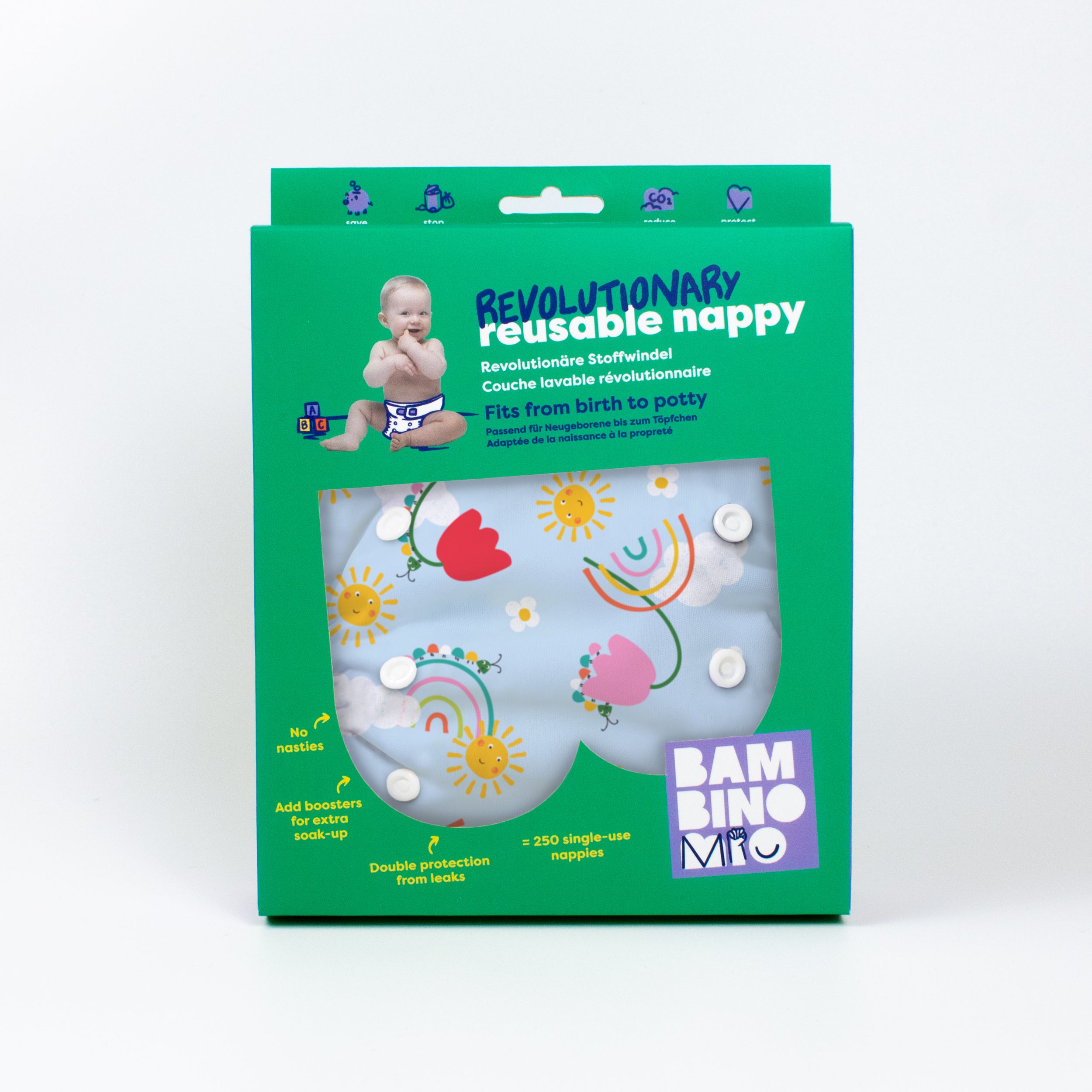 Revolutionary Reusable Nappy in Happy Days- NEW! - Bambino Mio (UK)