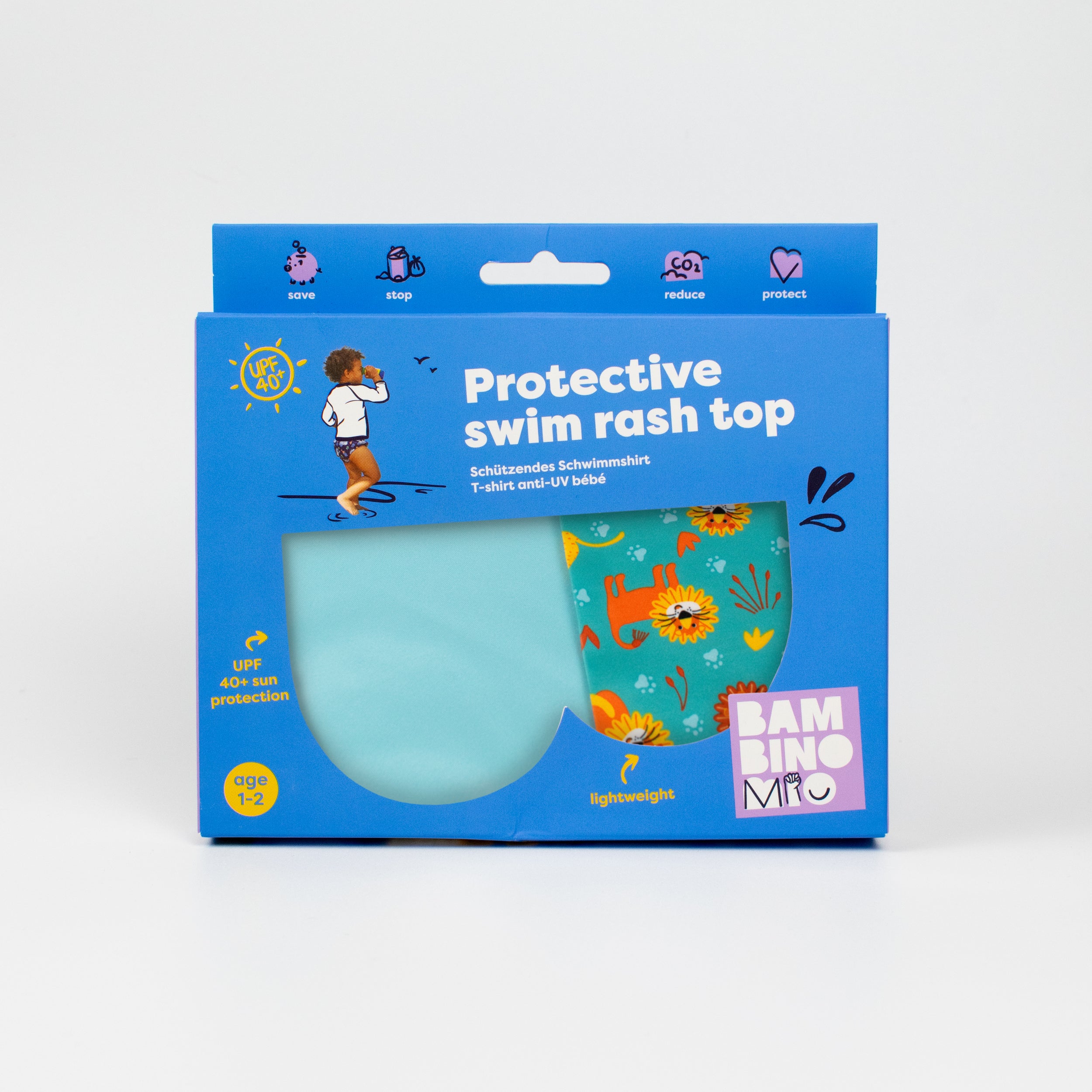 UPF 40+ Soft and Gentle Protective Swim Rash Vest in Cool Cats - NEW! - Bambino Mio (UK)