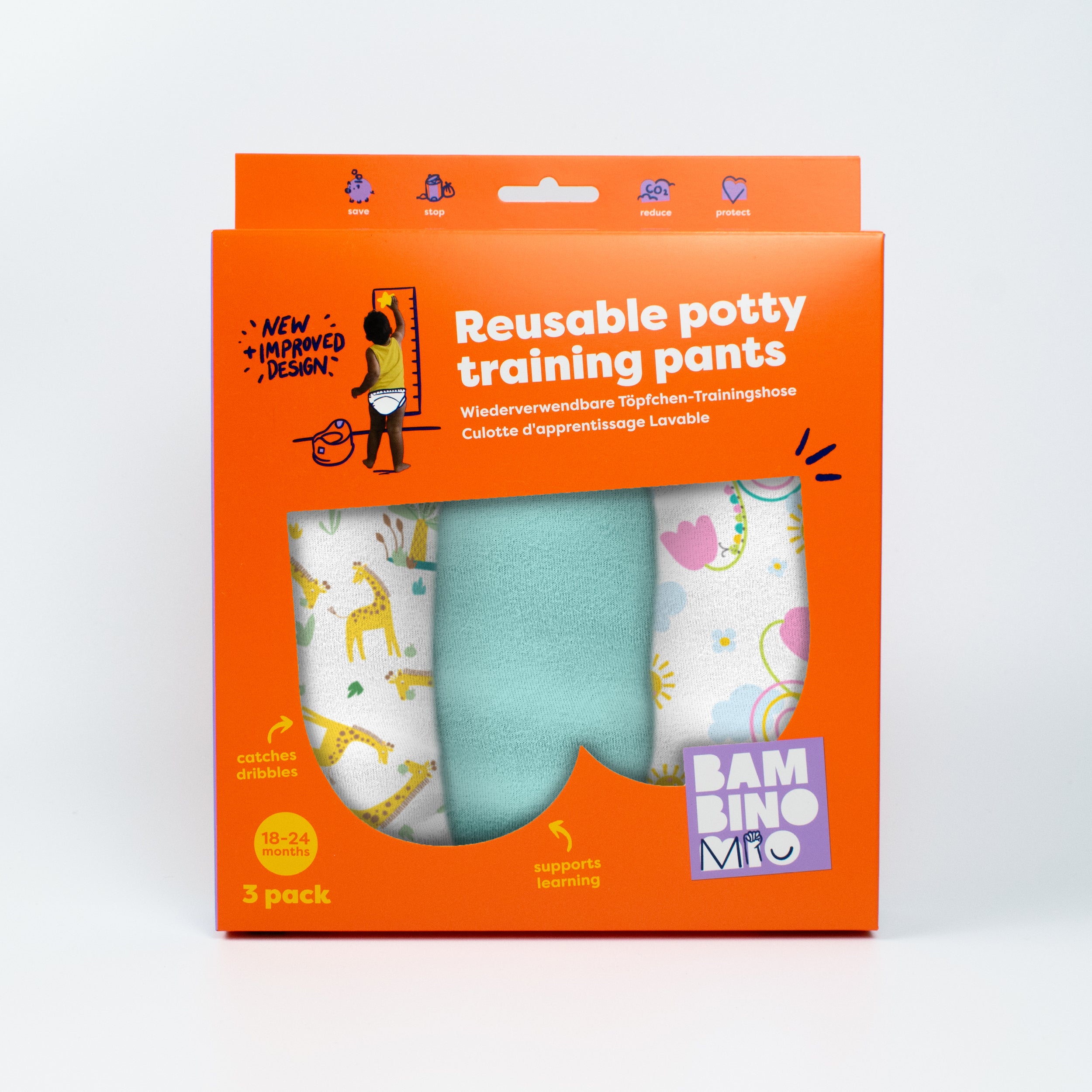 Reusable Potty Training Pants 3 Pack in Blue Skies- New and Improved! - Bambino Mio (UK)
