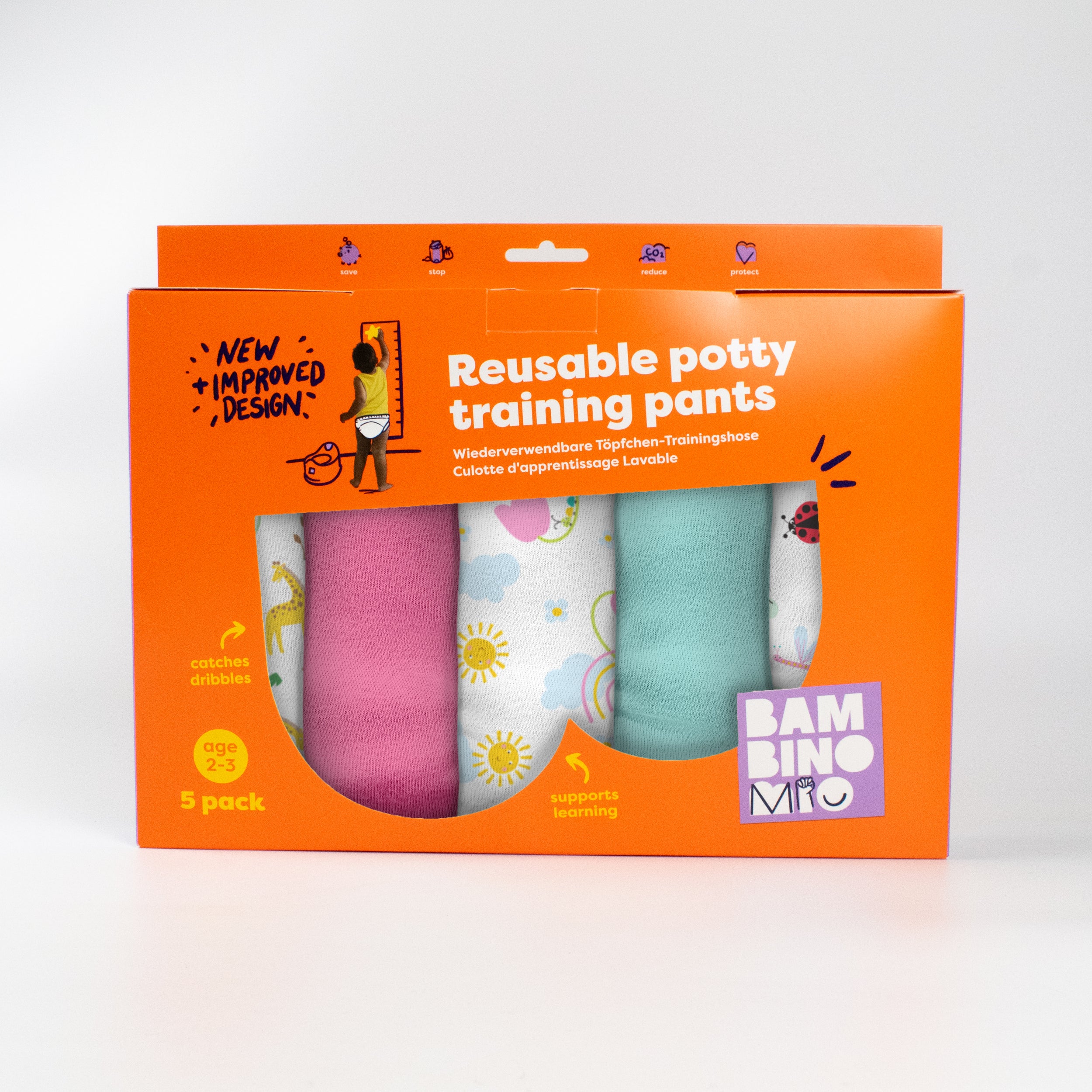 Reusable Potty Training Pants 5 Pack in Garden Party - New and Improved! - Bambino Mio (UK)