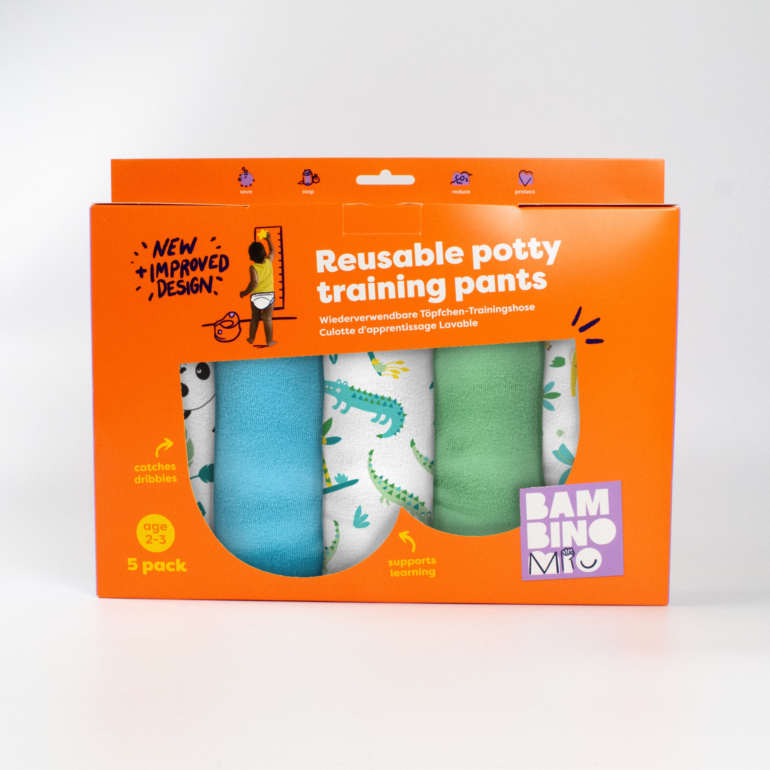 Reusable Potty Training Pants 5 Pack in Wild Life - New and Improved! - Bambino Mio (UK)