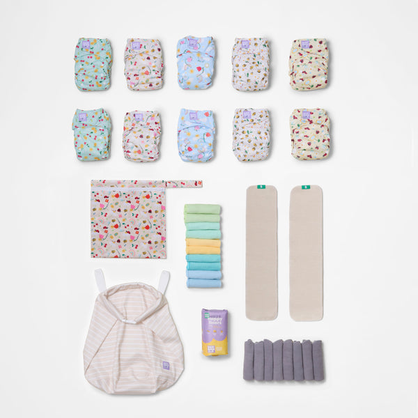 The Essentials Reusable Nappy Bundle in Garden Party - Bambino Mio (UK)