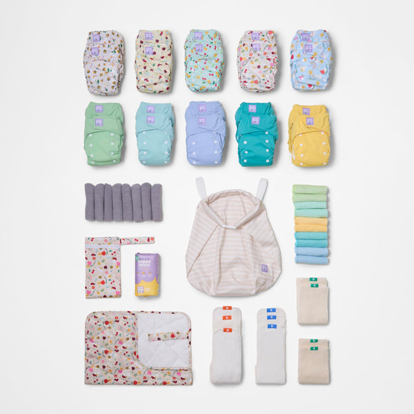 The Everything Reusable Nappy Bundle in Garden Party and Pastels - Bambino Mio (UK)