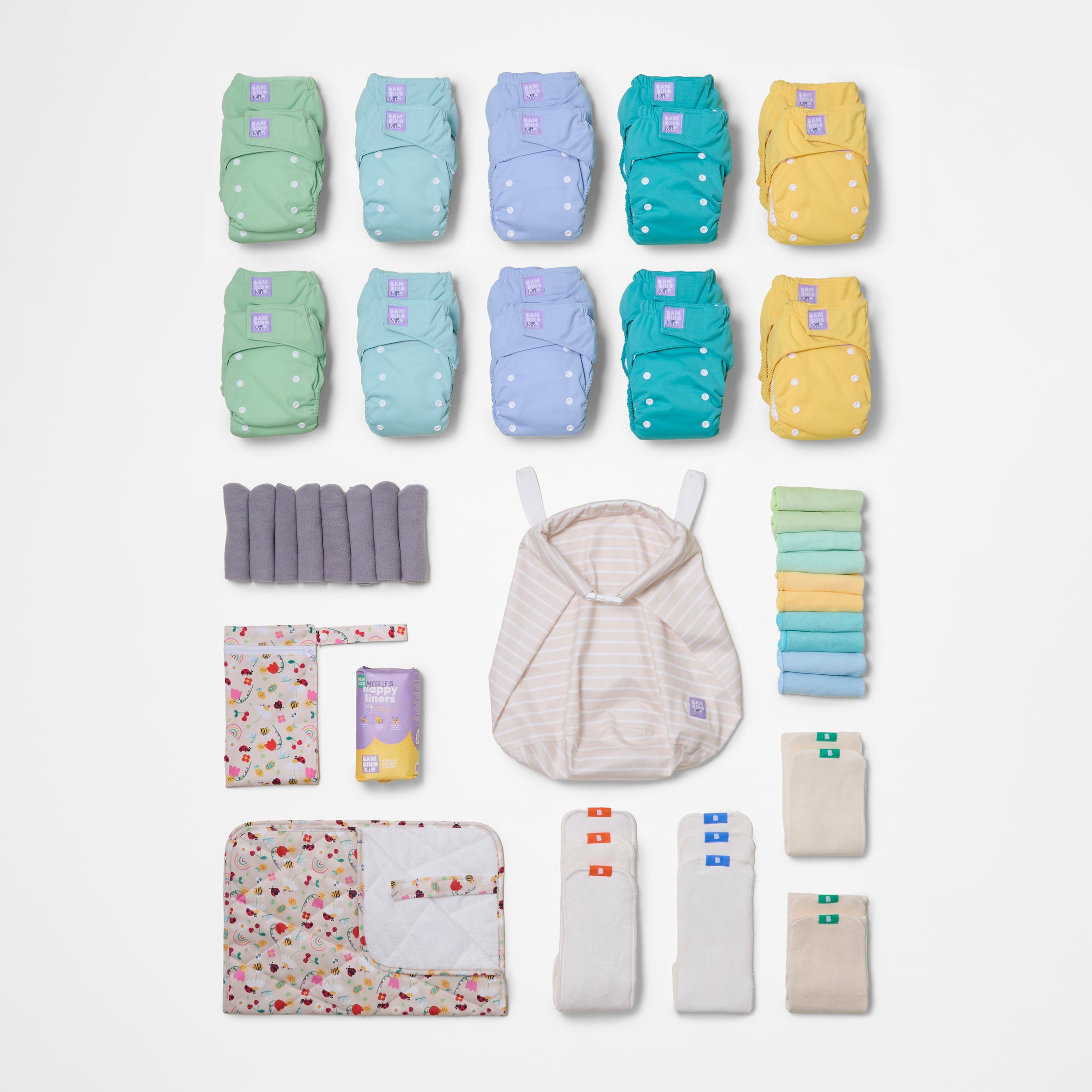 Everything 20-Pack Reusable Nappy Bundle – Pastels | Bambino Mio® UK