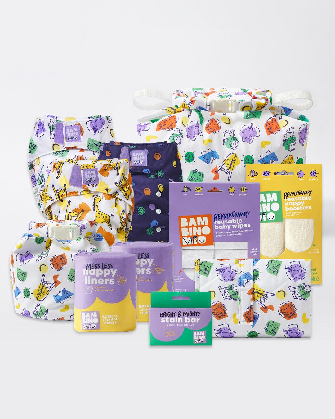 Reusable Nappy Bundle (Newborn to toddler) - Bold