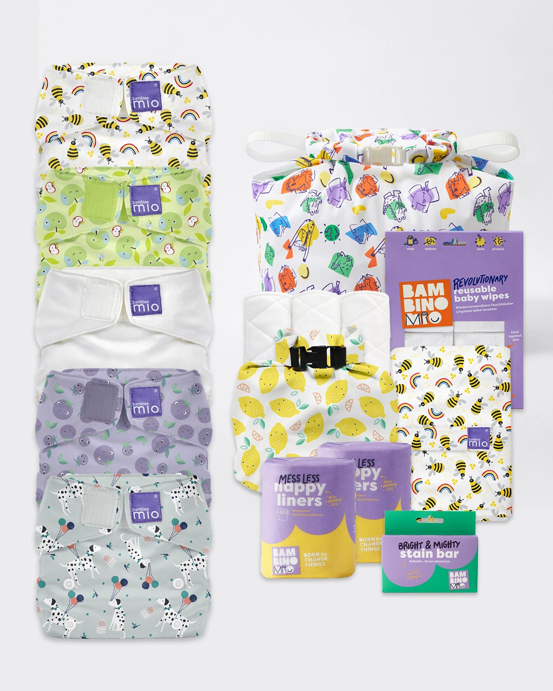 Reusable Nappy Bundle (3 months to toddler) - Cute Fruit