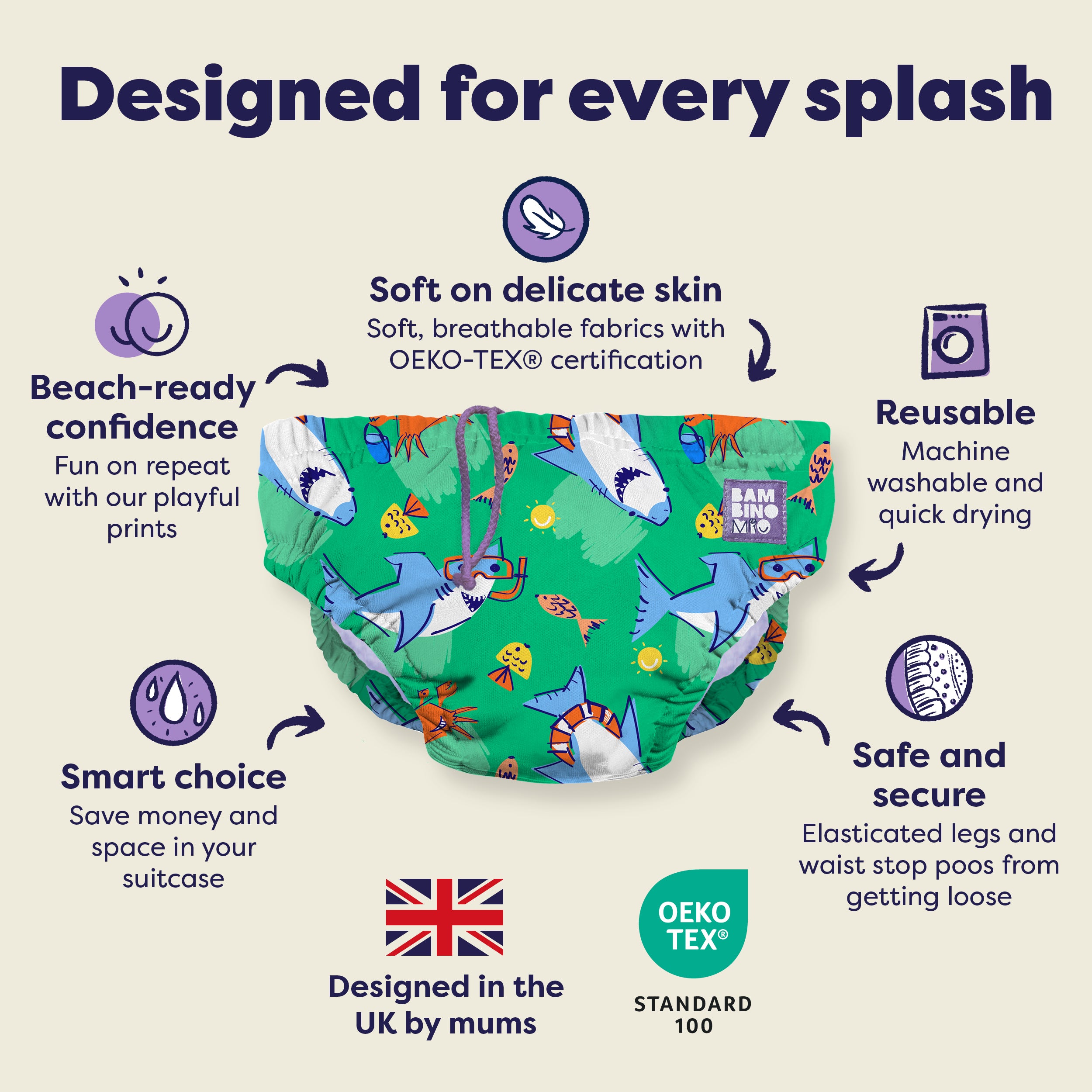 Reusable Swim Nappy in Finn