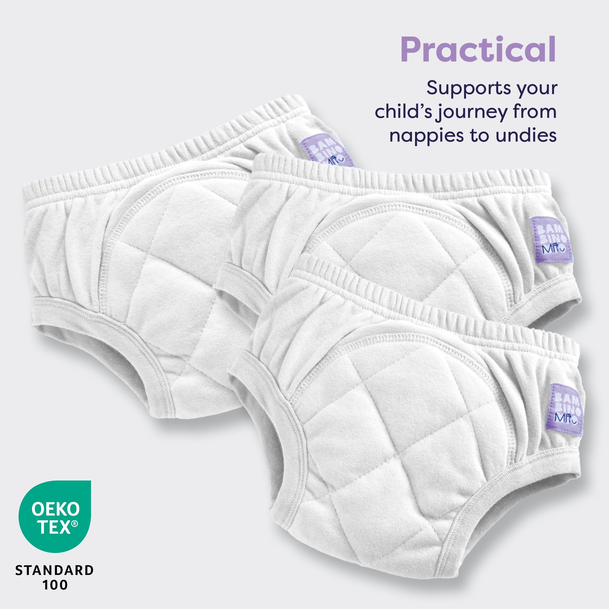 3 Pack Reusable Potty Training Pants in White - Bambino Mio (UK)