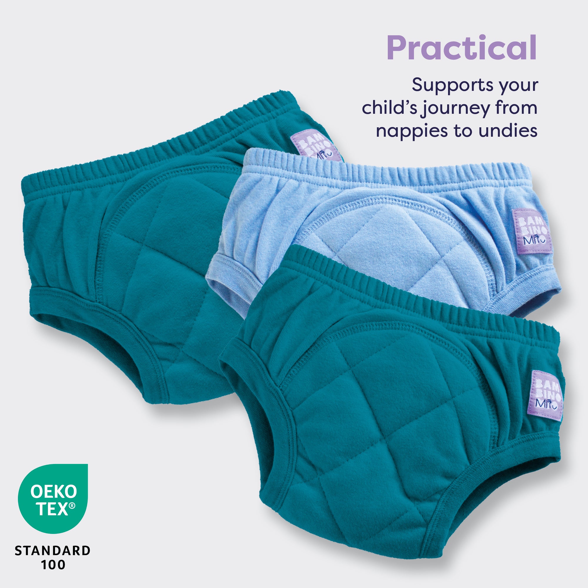 3 Pack Reusable Potty Training Pants in Mix Boy Blue - Bambino Mio (UK)