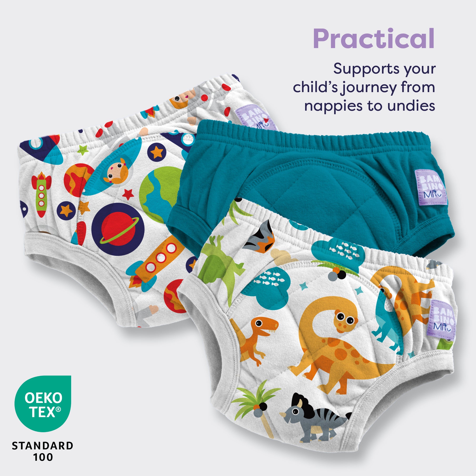 3 Pack Reusable Potty Training Pants in Combo Teal - Bambino Mio (UK)