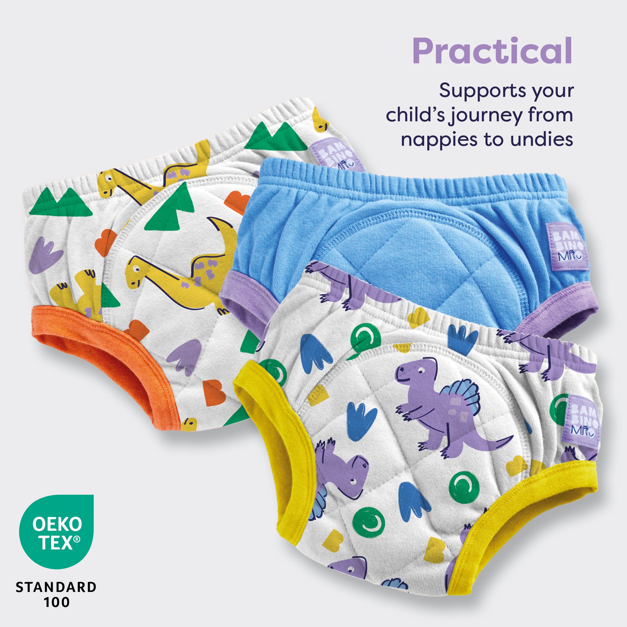 3 Pack Reusable Potty Training Pants in Brave Dinos - Bambino Mio (UK)