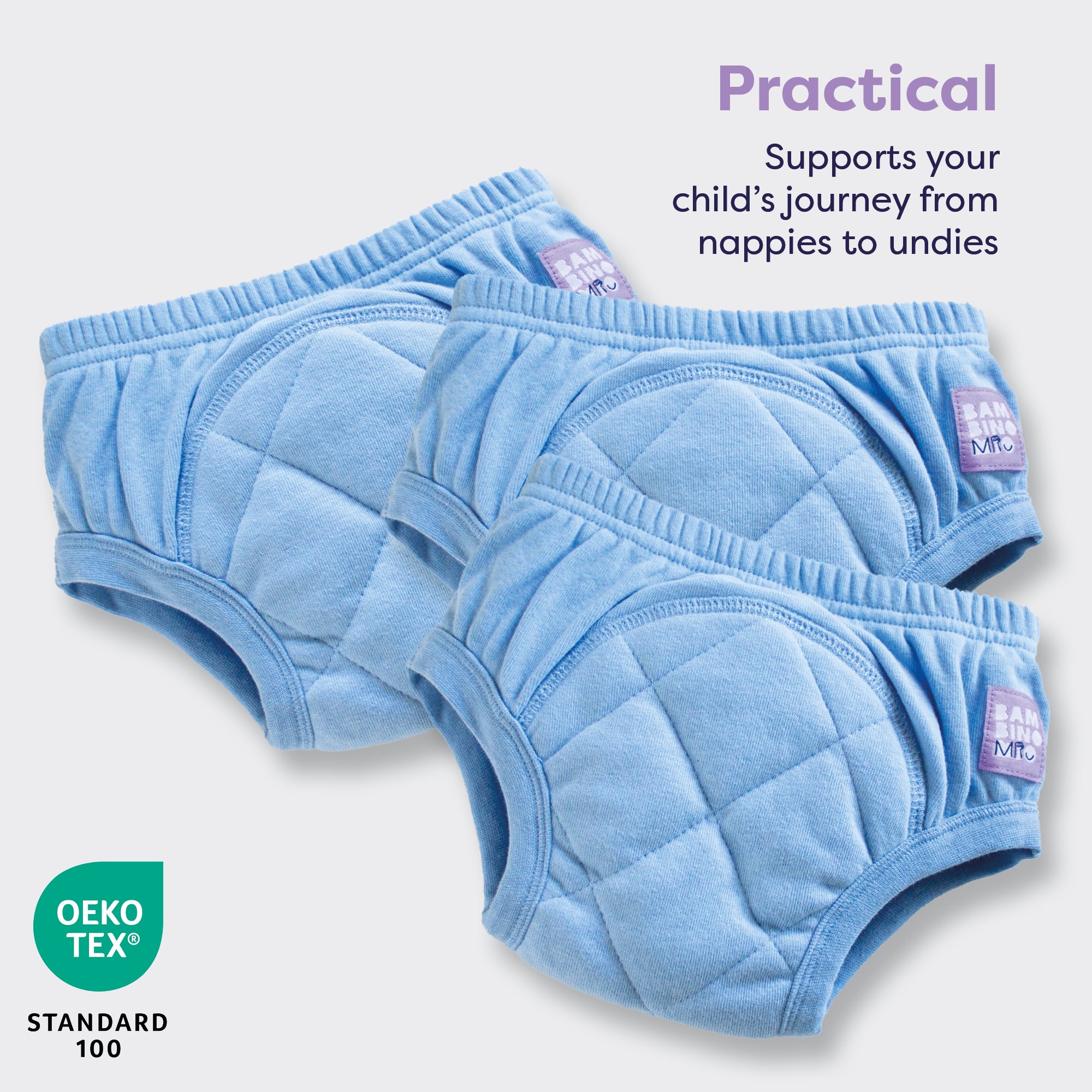 3 Pack Reusable Potty Training Pants in Light Blue - Bambino Mio (UK)
