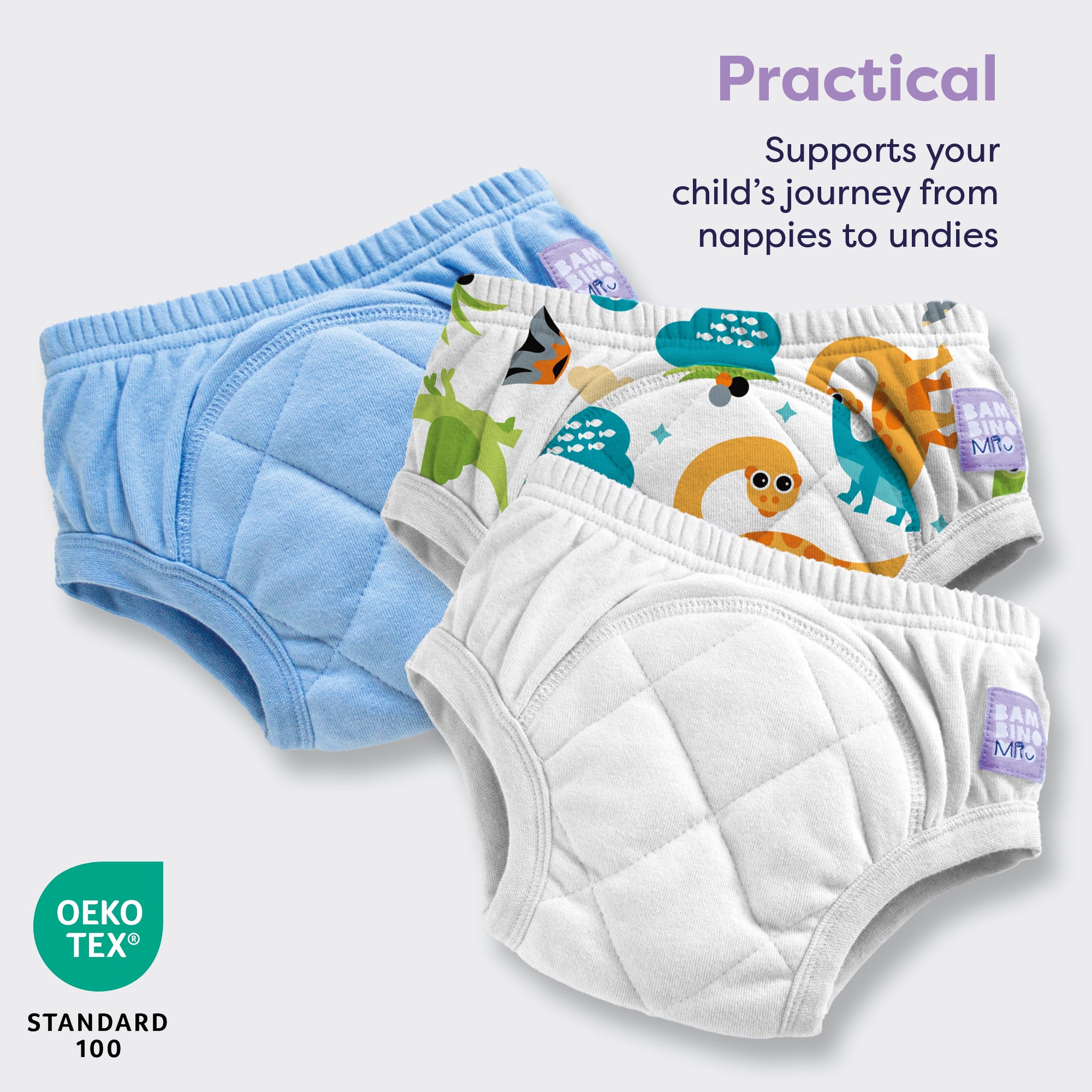 3 Pack Reusable Potty Training Pants in Mixed Dino - Bambino Mio (UK)