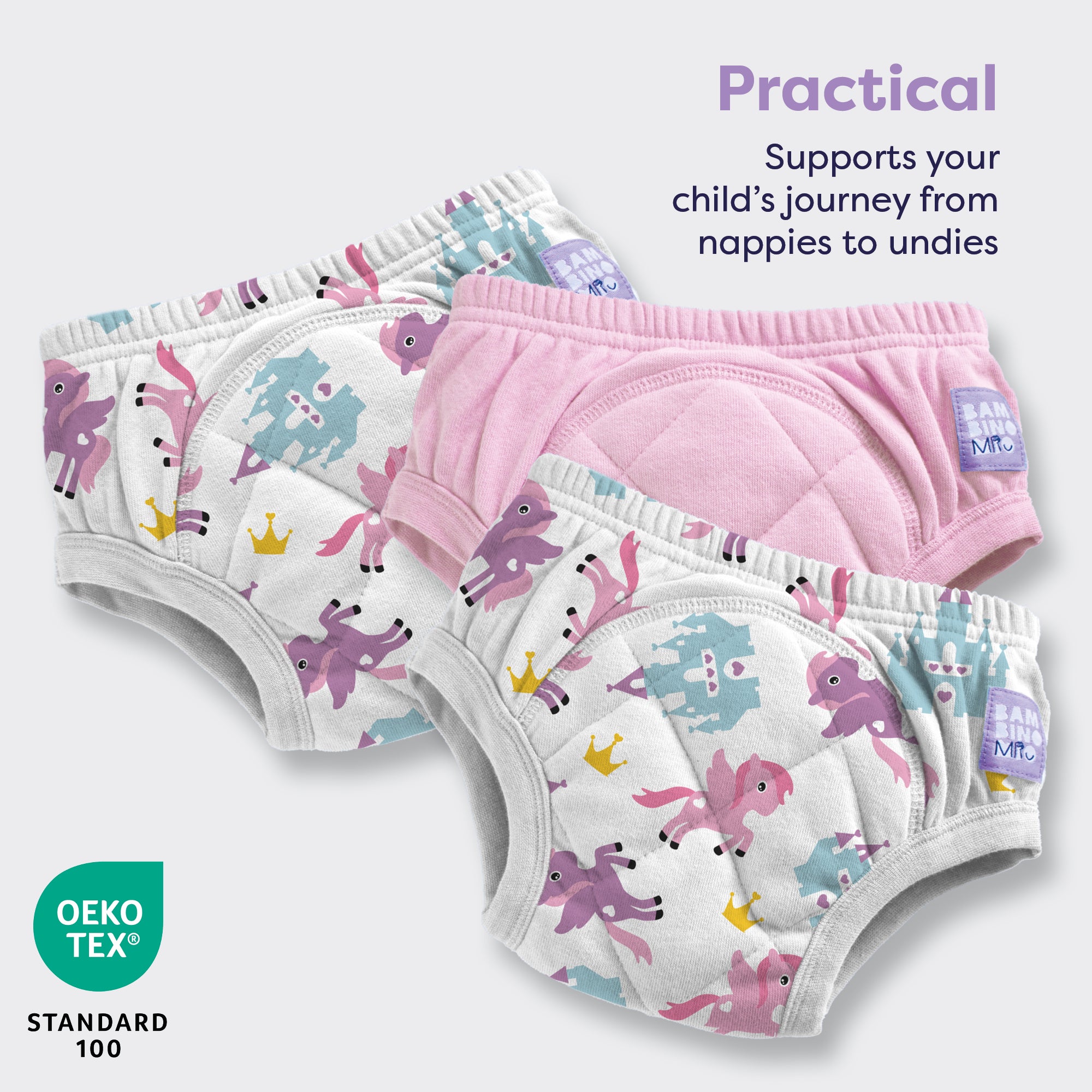 3 Pack Reusable Potty Training Pants in Pegasus Palace Pink - Bambino Mio (UK)