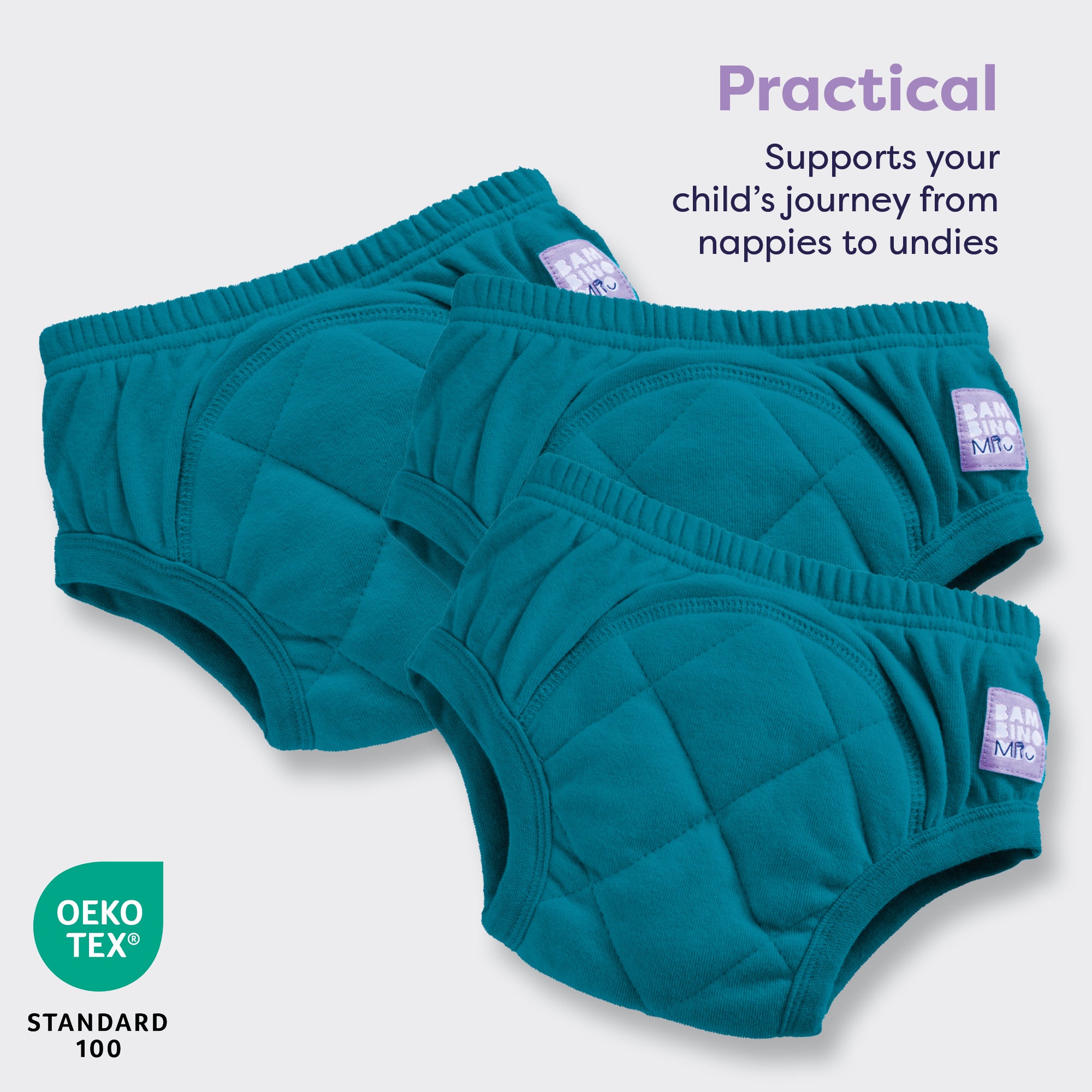 3 Pack Reusable Potty Training Pants in Teal - Bambino Mio (UK)