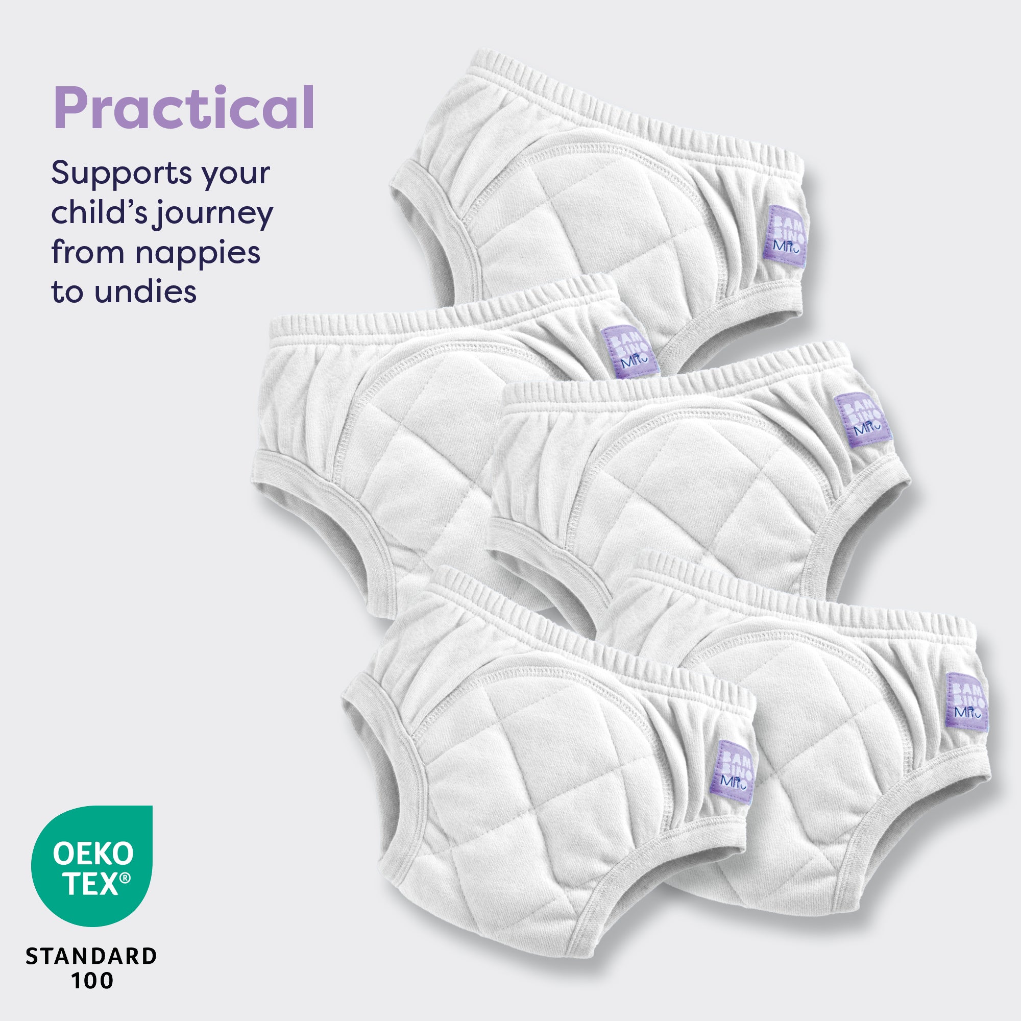 5 Pack Reusable Potty Training Pants in White - Enhanced Design