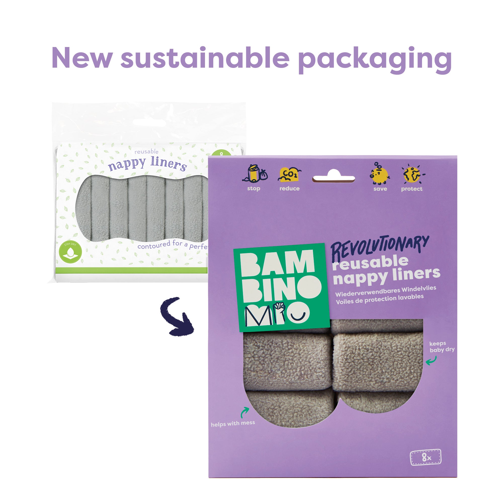 Reusable Nappy Liners for Rev Nappy - 8 Pack - Bambino Mio (UK)