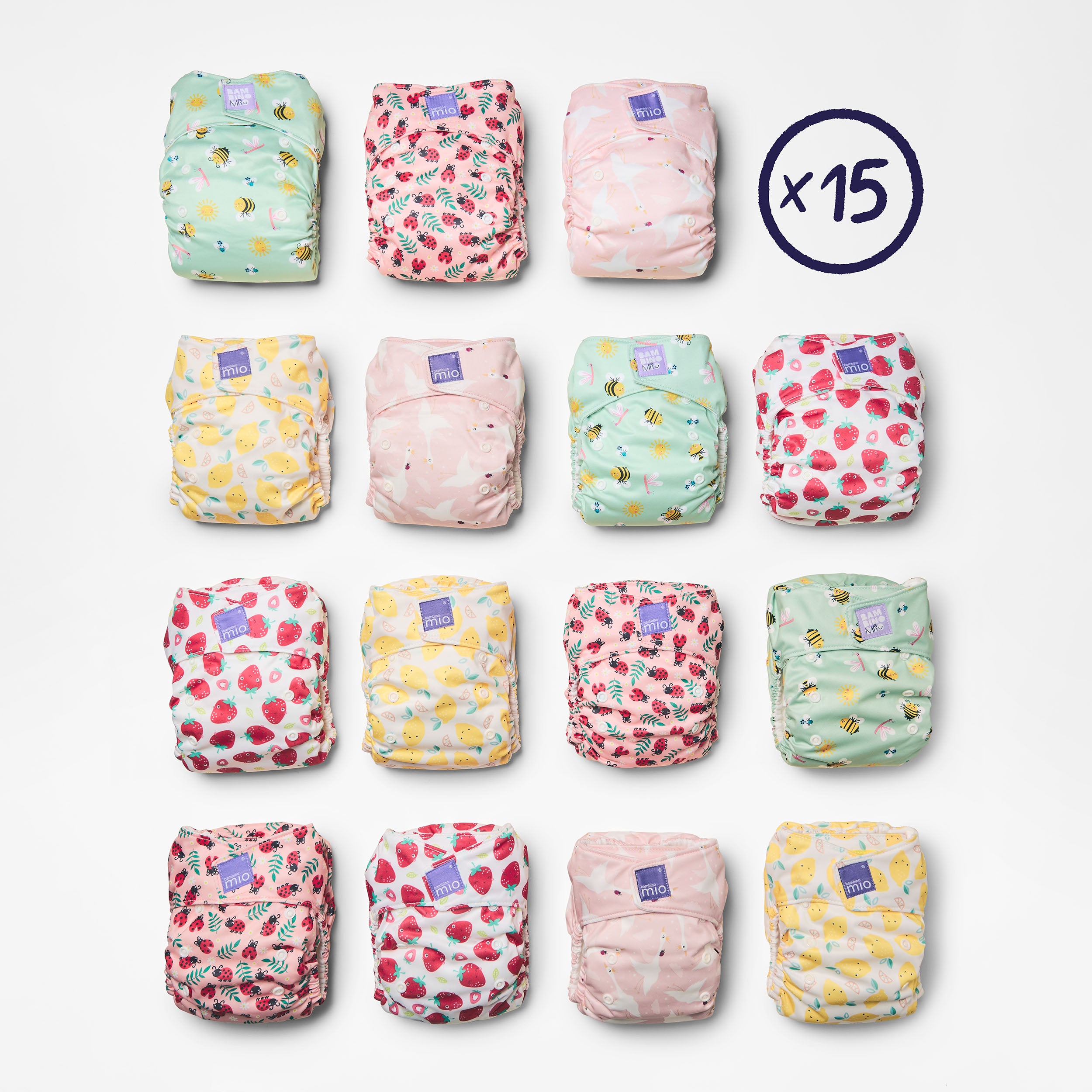 15 Pack Miosolo All-in-One Reusable Nappy in Bugs Life - Bambino Mio (UK)