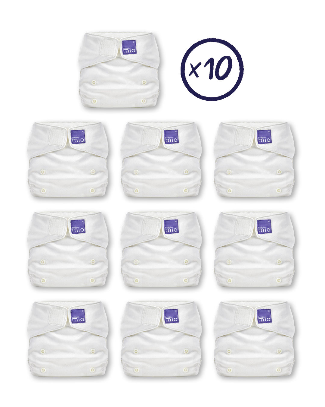 The Miosolo All-In-One 10 Nappy Bundle in White - Bambino Mio (UK)