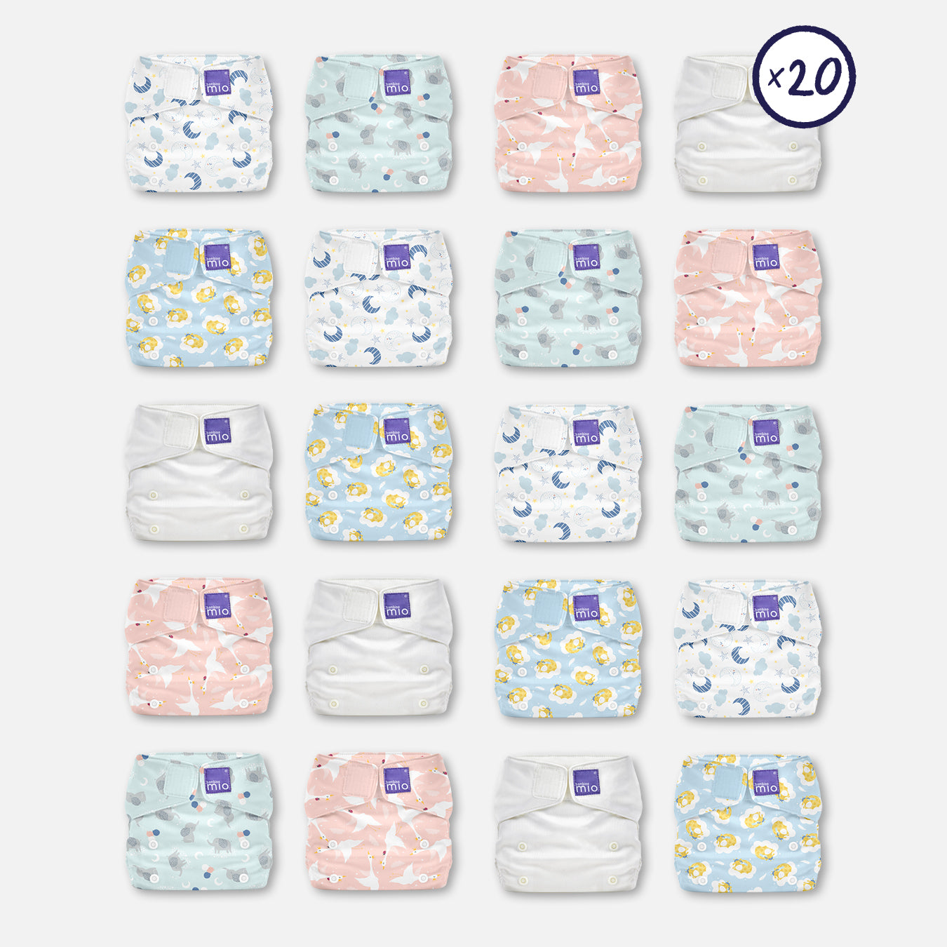 The Miosolo All-In-One 20 Nappy Bundle in Dream Traveller - Bambino Mio (UK)