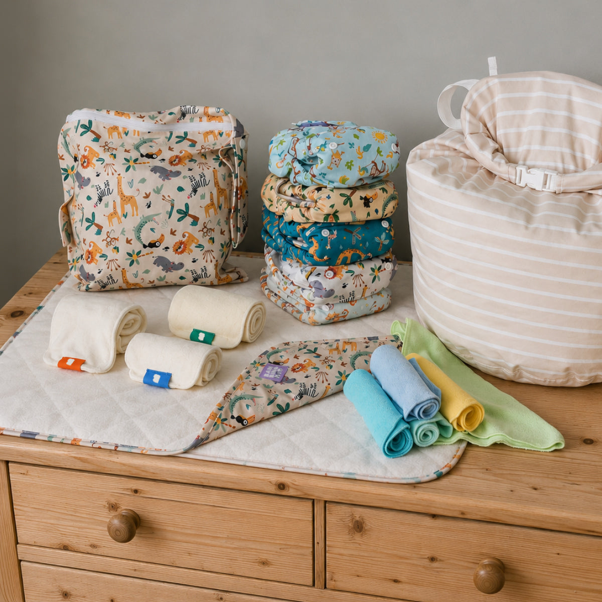 The Everything Reusable Nappy Bundle in Pastels - Bambino Mio (UK)