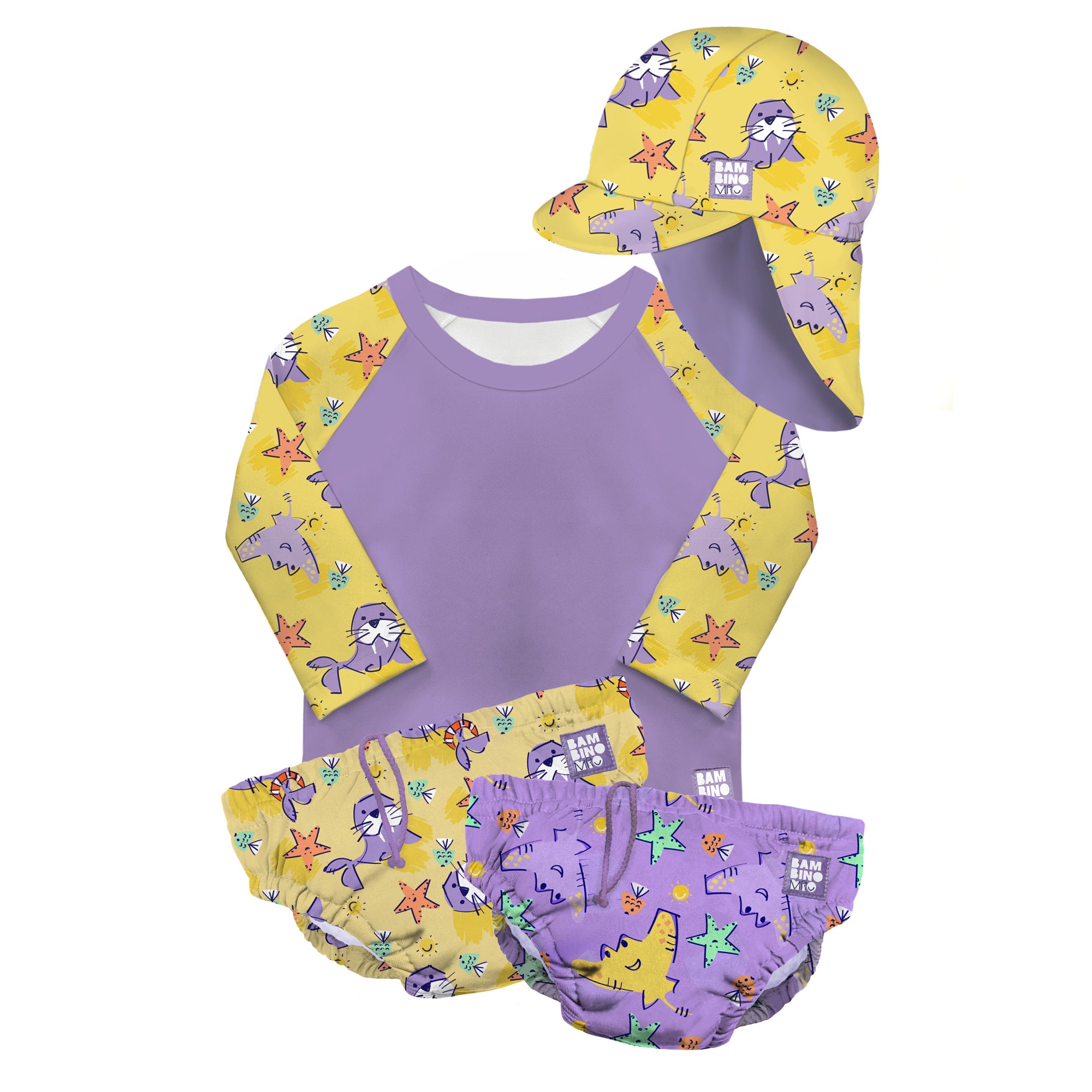 Reusable Swim Complete 4 Piece Set in Purple Stingray - Bambino Mio (UK)
