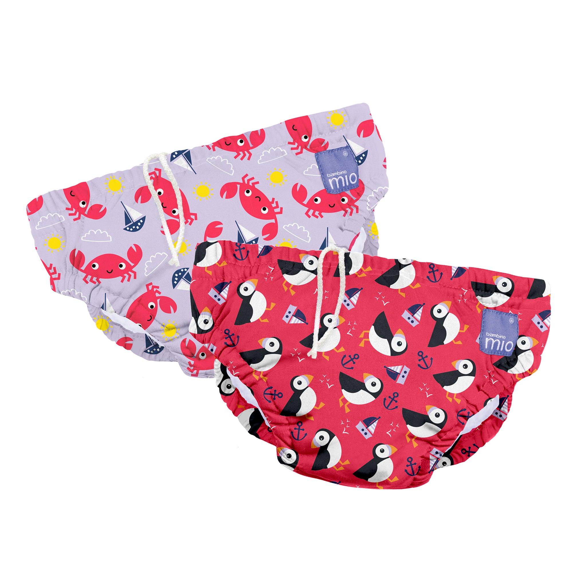 Reusable Swim Nappy 2 Pack in Puffin and Crab - Bambino Mio (UK)