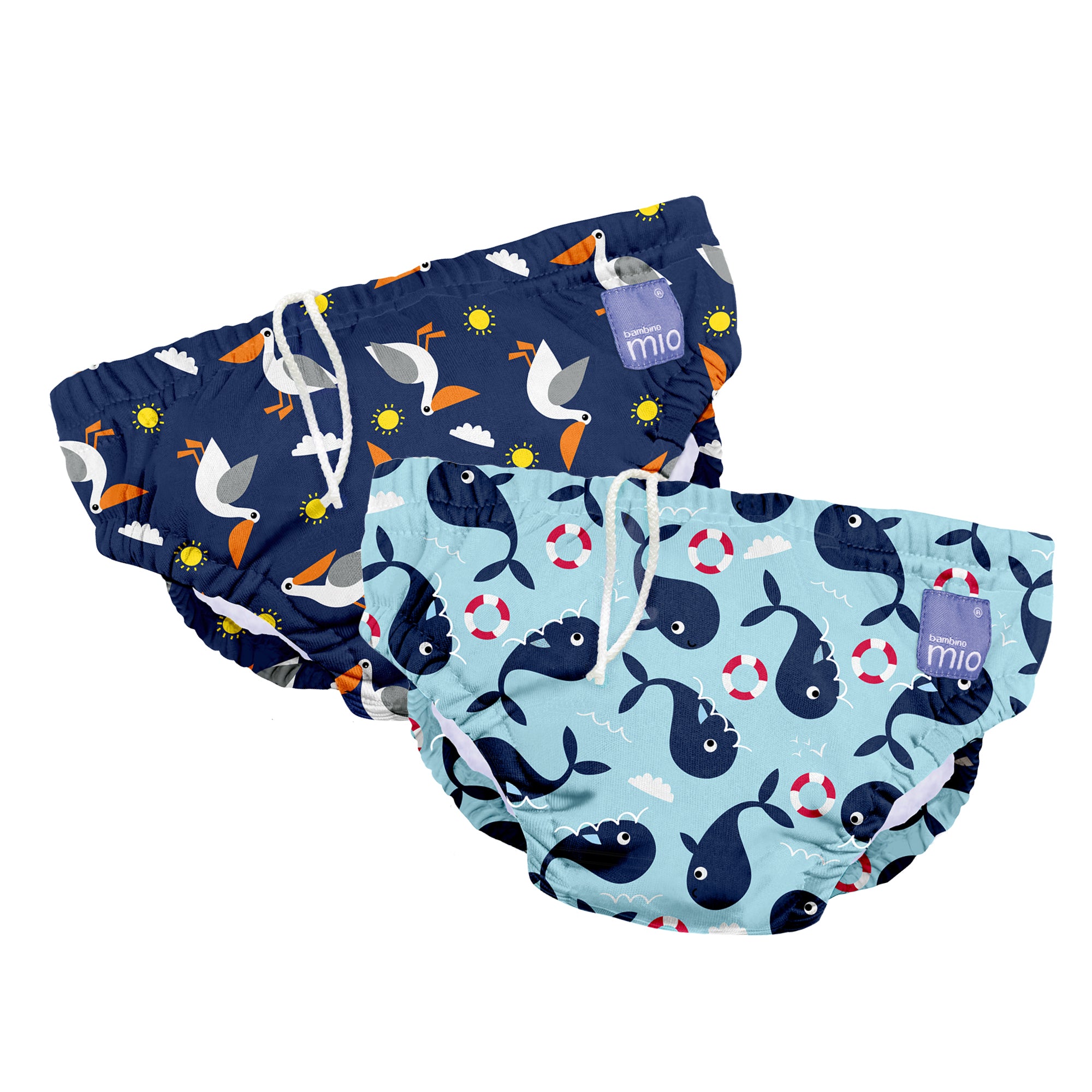 Reusable Swim Nappy 2 Pack in Whale and Pelican - Bambino Mio (UK)